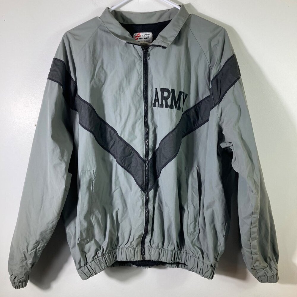 Mens Retro Army Jacket Windbreaker JWOD Skilcraft PFU Gray Med Regular‎ #2